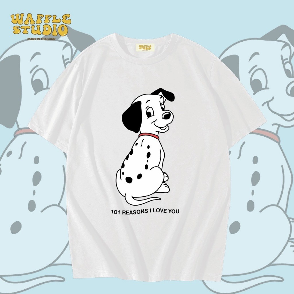 [ ส่งฟรี  ] WS0094 เสื้อยืดโอเวอร์ไซส์ เสื้อยืดเกาหลี ผ้าคอตตอน100% เสื้อยืด หมาน้อย ดัมเมเชียล WAF