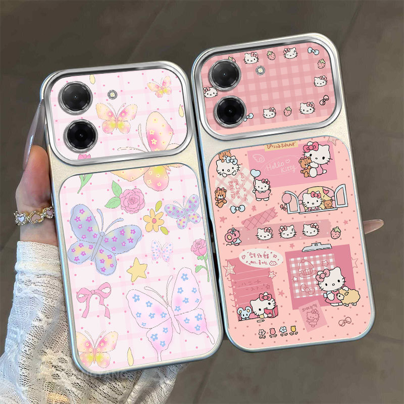 สําหรับ Redmi A5 4G A7 4G หน้าต่างขนาดใหญ่ Matte ขั้นสูงเคสโทรศัพท์ความงามผีเสื้อที่มีสีสันและแมวน่ารักรูปแบบออกแบบใหม่
‌
