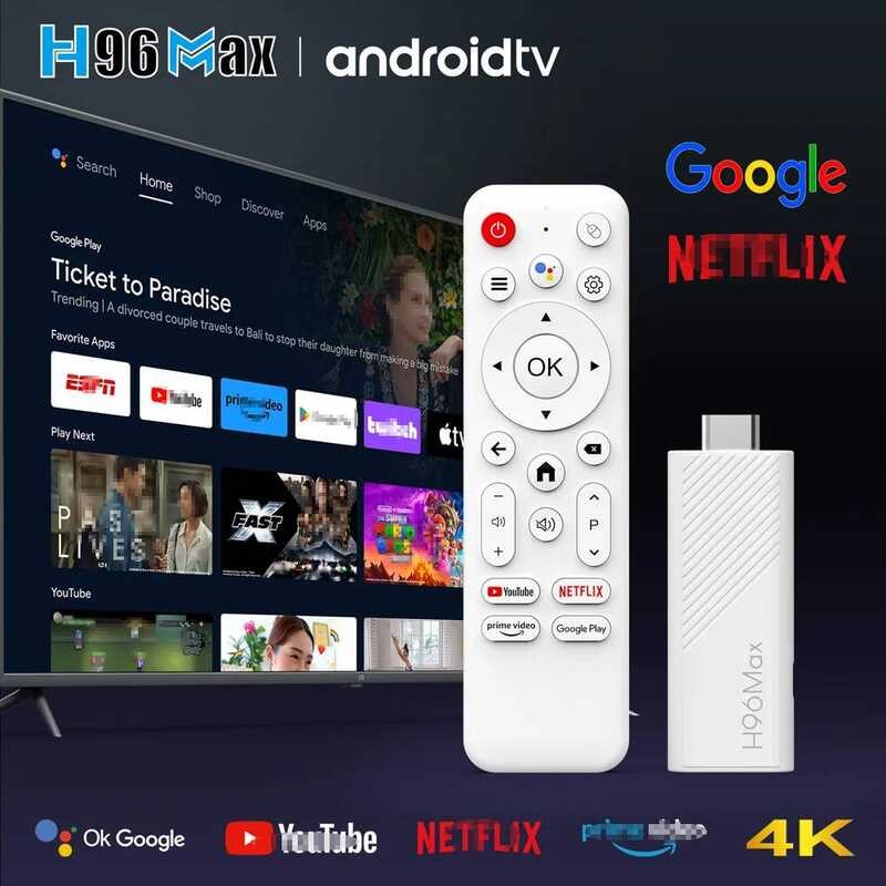 ▥ H96 Max H313 Android TV Stick Quad Core 4K Wifi 2.4G พร้อมระบบสั่งงานด้วยเสียง RAM 2Gb ROM 16