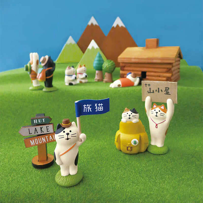 Qingheng สไตล์ญี่ปุ่นของชํา zakka Cat Climbing Outing Travel Photo Cat DIY ของขวัญ ins เรซิ่นหัตถกรร