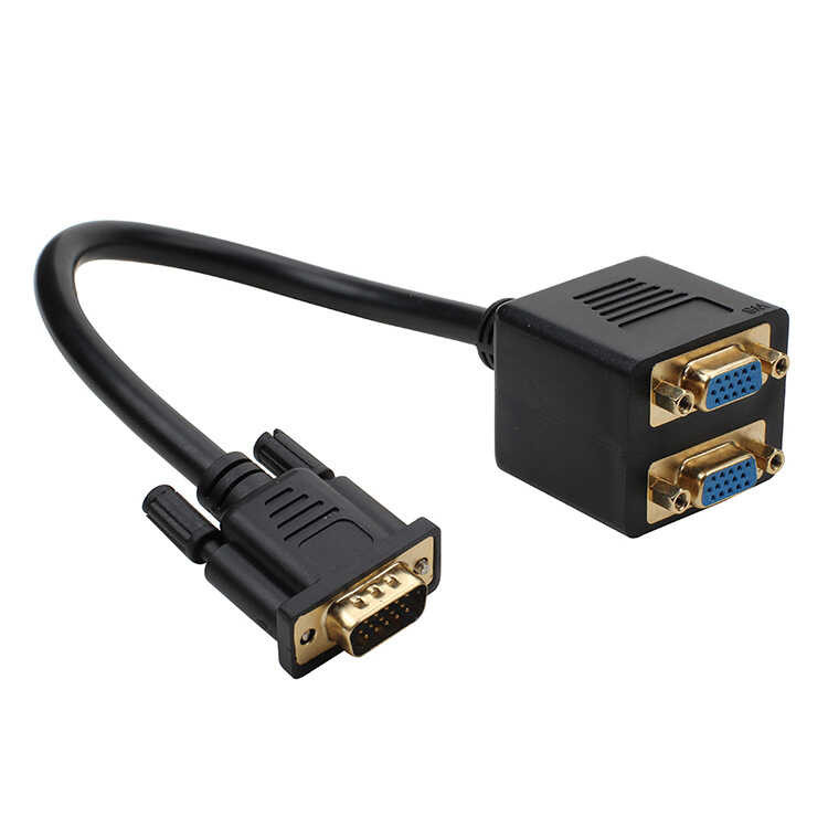 VGA One-to-Two-Line จอคอมพิวเตอร์แยกหน้าจออุปกรณ์ 1-In 2-Out One-to-Two Vga Cable One ชายสอง F