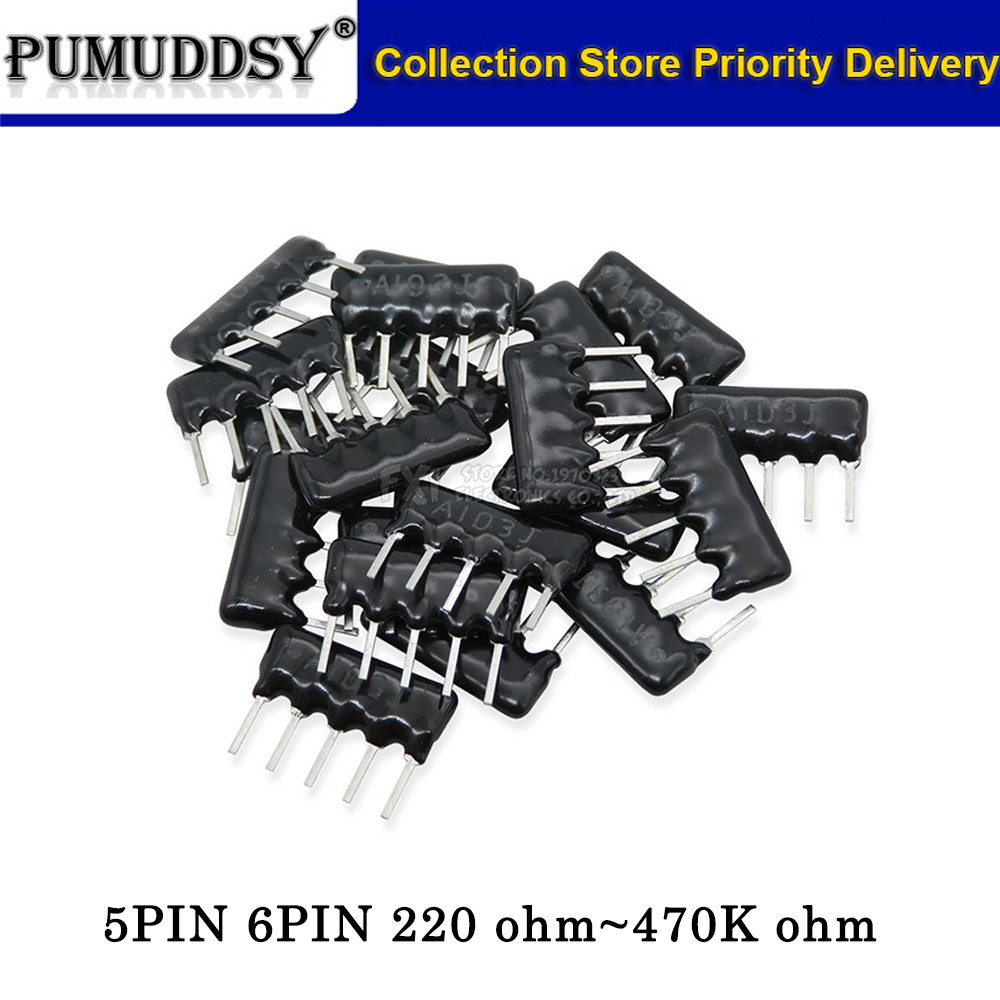 10PCS 5PIN 6PIN excusion Network Resistor Rey DIP 100 220 330 470 680 1K 1.2K 1.5K 2K 2.2K 3.3K 4.7K