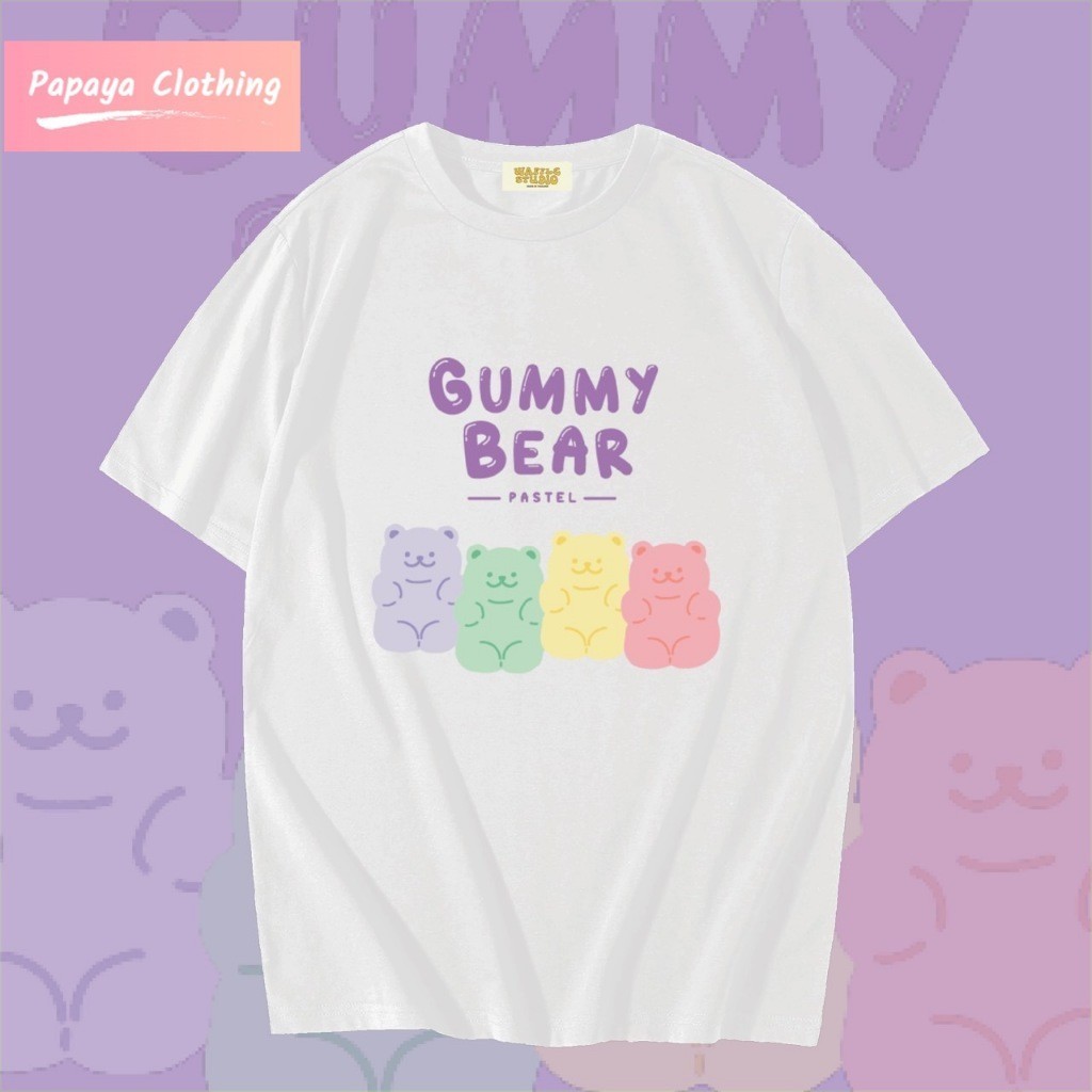 Papaya เสื้อยืดโอเวอร์ไซส์ เสื้อยืดเกาหลี ผ้าคอตตอน100% เสื้อยืดการ์ตูน WS0023