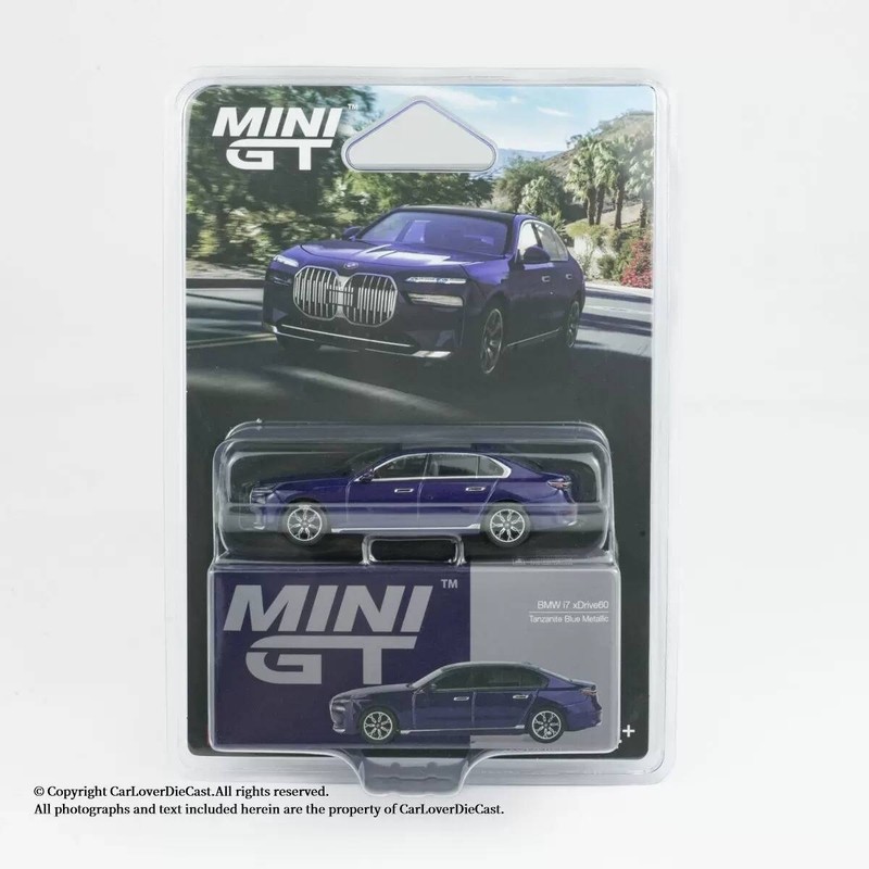 MINI GT 1: 64 #1111 โมเดลรถ BMW BMW i7 Blue Alloy