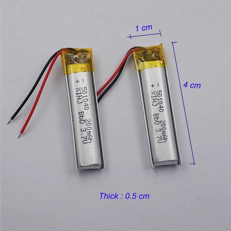 ▥ 2Pcs 3.7V 200 Mah แบตเตอรี่ Polymer Li 501040 Lipo สำหรับลำโพงหูฟัง GPS Sat Nav การบันทึกปากก