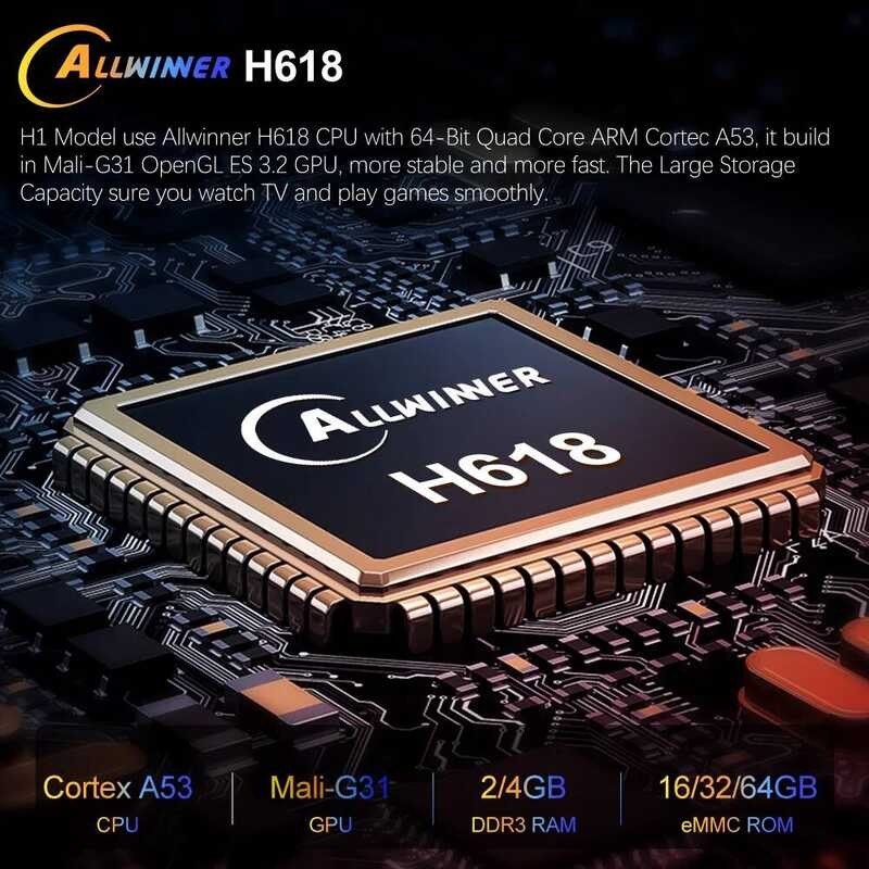 ▥ Vontar H1 Allwinner H618 12 กล่องทีวี 8K วิดีโอ Bt5.0 Wifi6 Google Voice Android 12.0 Media P