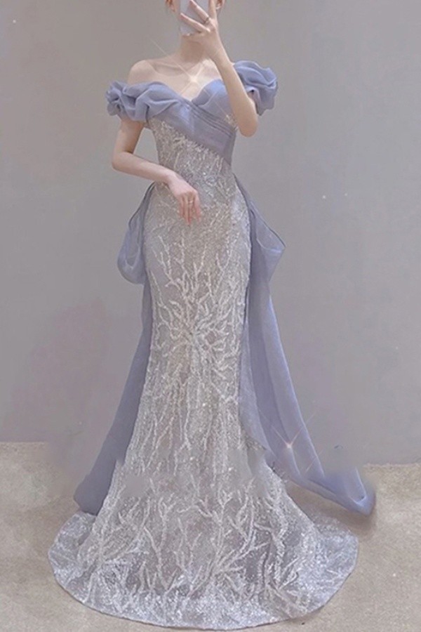 L ชุดราตรีระดับสูงระดับสูง 2025 ฝรั่งเศสใหม่ Shouder Fishtail Skirt Banquet Banquet Banquet