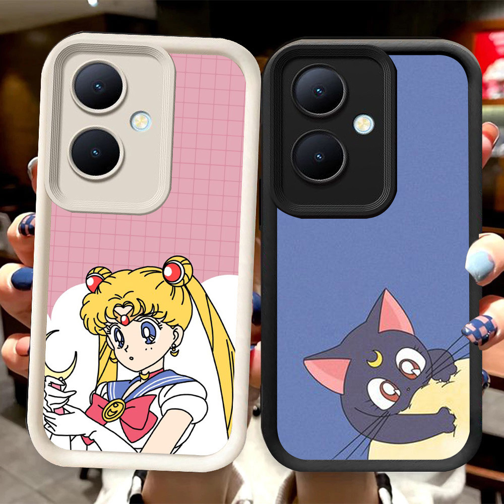 R98 ปลอกเซเลอร์มูนสําหรับ OPPO Reno 11 Pro 8T 11F 5G สีดําและสีขาว