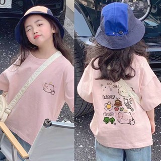 เสื้อยืดแขนสั้นสไตล์เกาหลี ผ้าฝ้ายแท้ ออกแบบการ์ตูนให้เด็กแล…