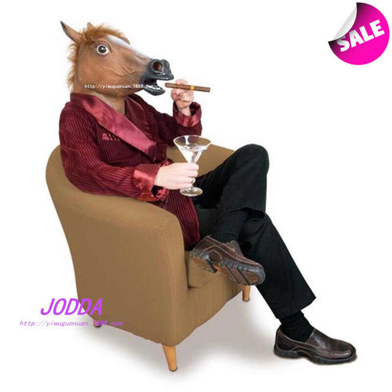 หน้ากากฮาโลวีน Dance Party Mask Latex Horse Head Mask สัตว์หมวก Horse Mask สุนัข Horse Junma Mask