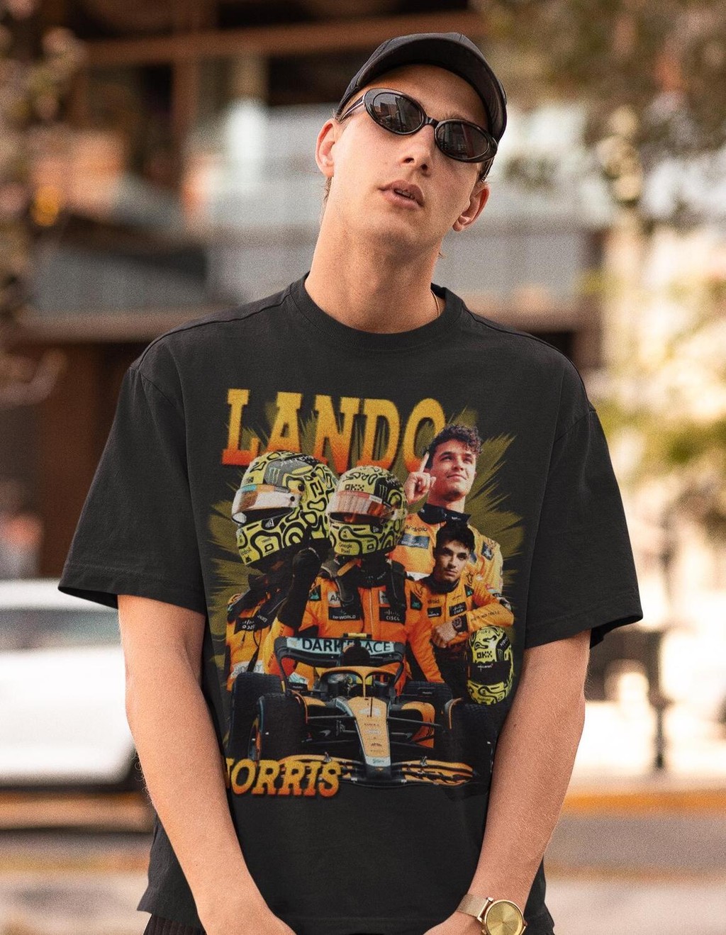 เสื้อยืด Retro ลาย Lando Norris | เสื้อยืดFormula 1 แบบแฟชันสำหรับผู้ชาย