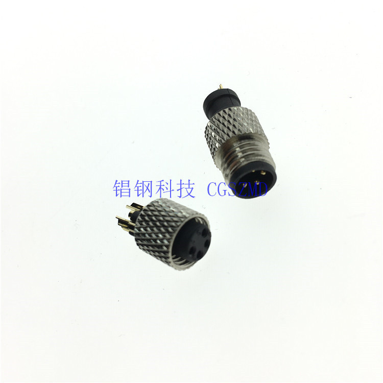 M8-4P ชายหญิง Butt IP67 Bare Head Connector M8 พร้อมลวดฉีด Molding ปลั๊กการบิน