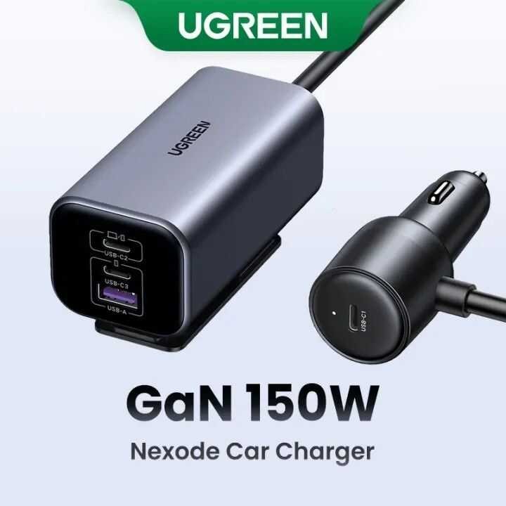 ❤ UGREEN Nexode 150W Gan 4 Ports Car Charger, Type C Pd3.1 Fast Charging For Iphone 16 15 14 13