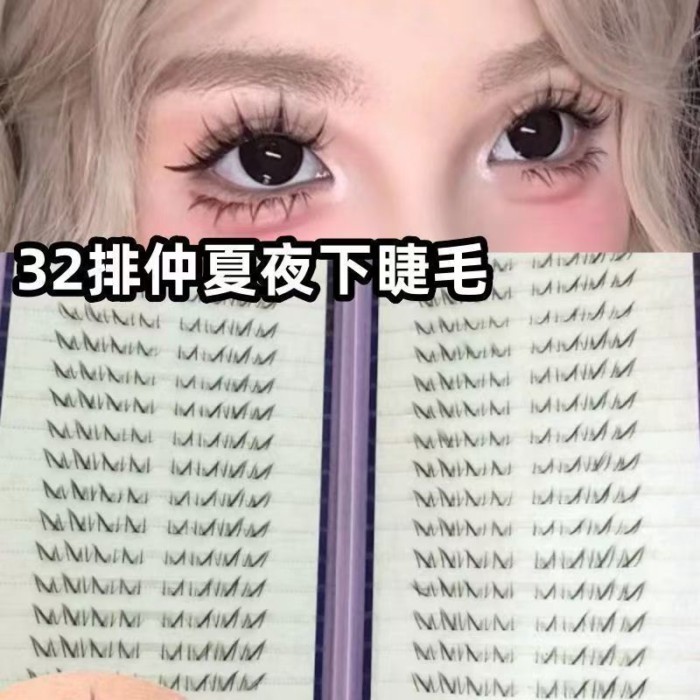 เลียนแบบมือวาด Midsummer Night Lower Eyelashes ธรรมชาติจําลองหญิงคลัสเตอร์เดี่ยวขี้เกียจหนาขนตาปลอม 