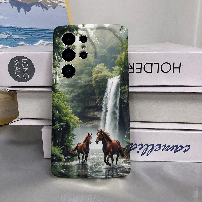 (สต็อกในไทย) เคสโทรศัพท์ลายม้าและน้ำตก ป้องกันการกระแทกเต็มรูปแบบ ผลิตจากวัสดุ TPU นุ่ม |   สำหรับ S