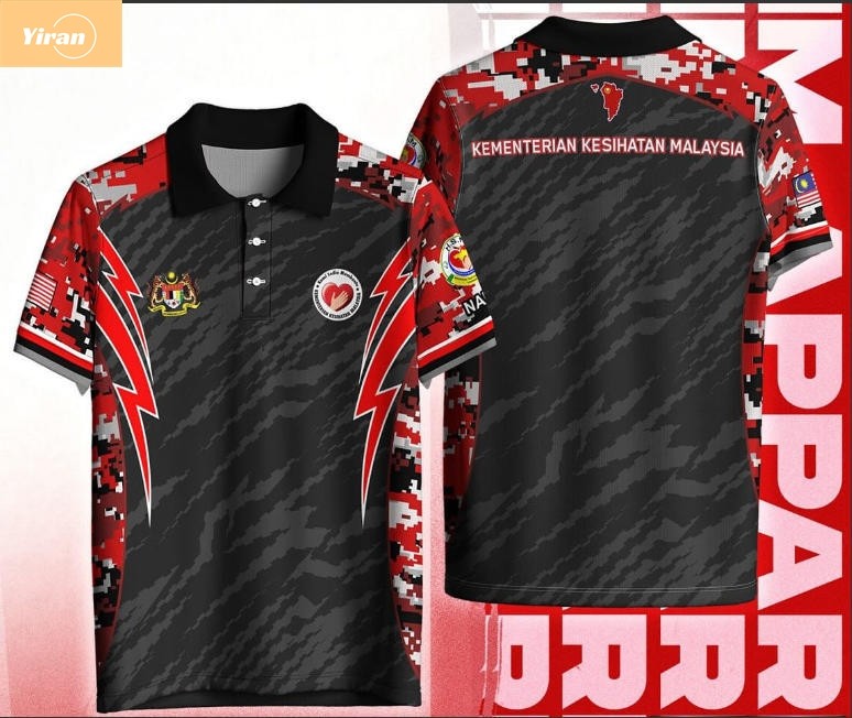 KEMENTERIAN KESIHATAN เสื้อโปโล Unisex 3d พิมพ์เสื้อยืด JERSERY ระเหิดที่กําหนดเองชื่อ df55 067a9ab0
