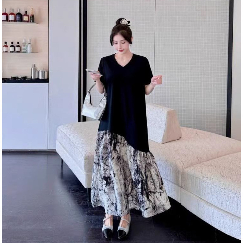 ชุดเดรสผู้หญิงฤดูร้อนใหม่ ทรงหลวม สลิมมิ่งหรูหรา มิดิ