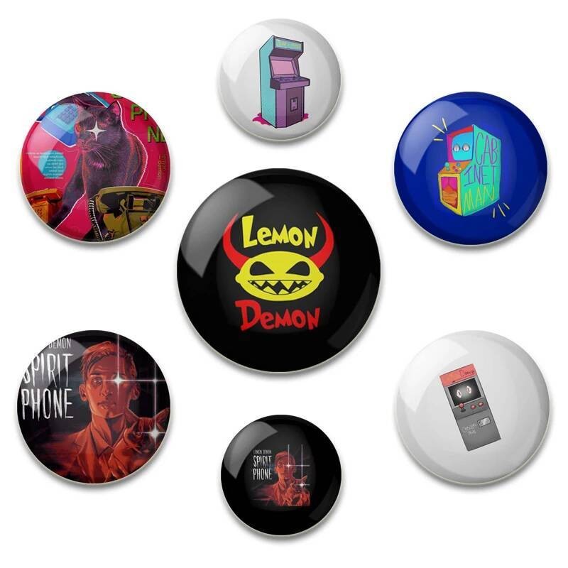 32/44/58MM เข็มกลัดการ์ตูนตลก Lemon Demon Soft Button Pins ปรับแต่ง Badge Lapel Pin รอบ Snap in Desi