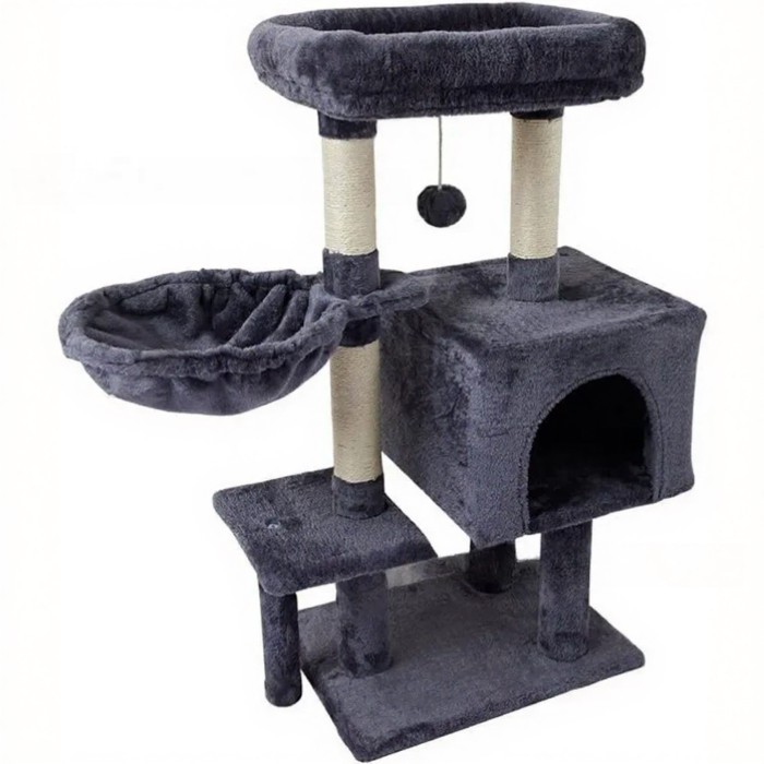 Cat Tree with Hammock and Scratching Post Tower, cat House, Cat Toys Tower, K01, Dark Gray