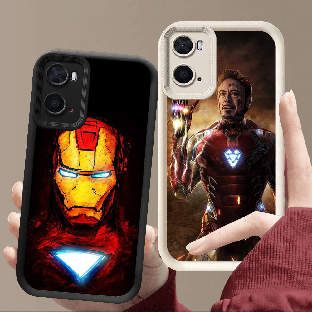 R69 Iron Man Casing สําหรับ Realme A77 A77s A96 Realme C33 9i สีดําและสีขาว