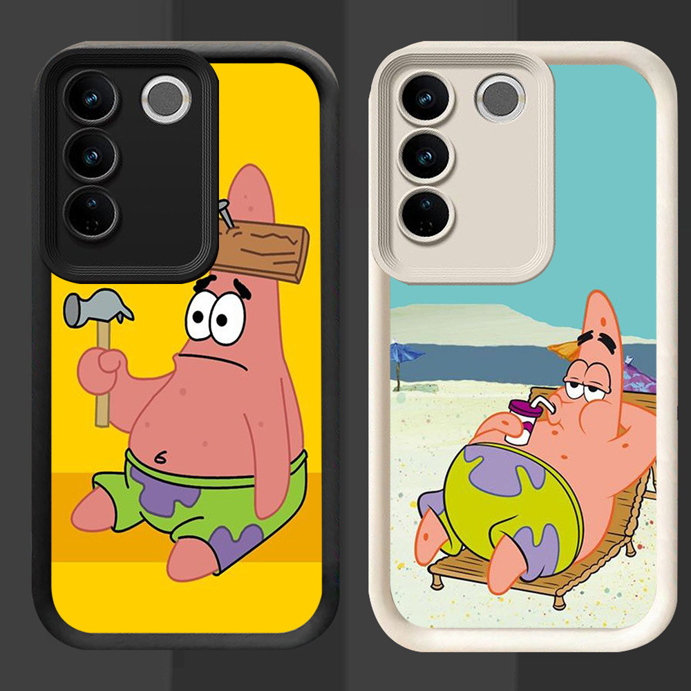 R14 SpongeBob Patrick Casing สําหรับ VIVO V29E Y81 Y81s V29 Pro Y100 สีดําและสีขาว