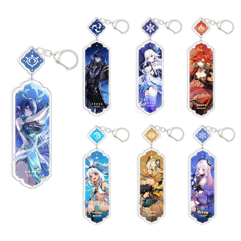 Genshin Impact จี้อะคริลิค Skirk Lauma Furina Arlechino Mavuika Xilonen Caultali Kinich แขวนพวงกุญแจกระเป๋าจี้ฉลองพวงกุญแจ