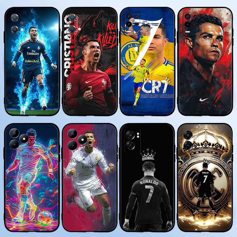R-6 Cristiano Ronaldo สําหรับ Realme Narzo 50a 7i GT2 pro X Lite XT X2 V13 TPU นุ่มสีดําป้องกันกรณี