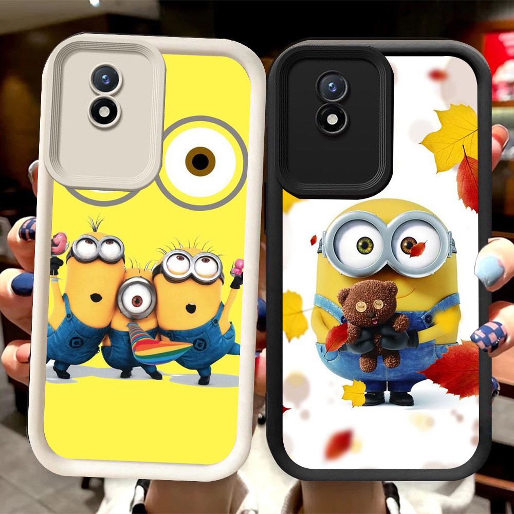 R26 Minion Casing สําหรับ VIVO V30E V30 Y02 Y02t Y02a Pro 5G สีดําและสีขาว