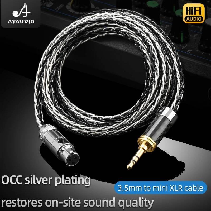 ATAUDIO HiFi สายหูฟัง OCC Silver Plated 2.5 3.5 4.4 6.5 มม.มินิ XLR Balanced สายหูฟังสําหรับ AKG Q70