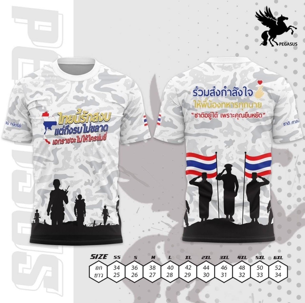 เสื้อยืดคอกลมรักชาติ F16 กริฟเพ่น (สีดำ) ไทยนี้รักสงบ เสื้อยืดพิมพ์ลายรักชาติ