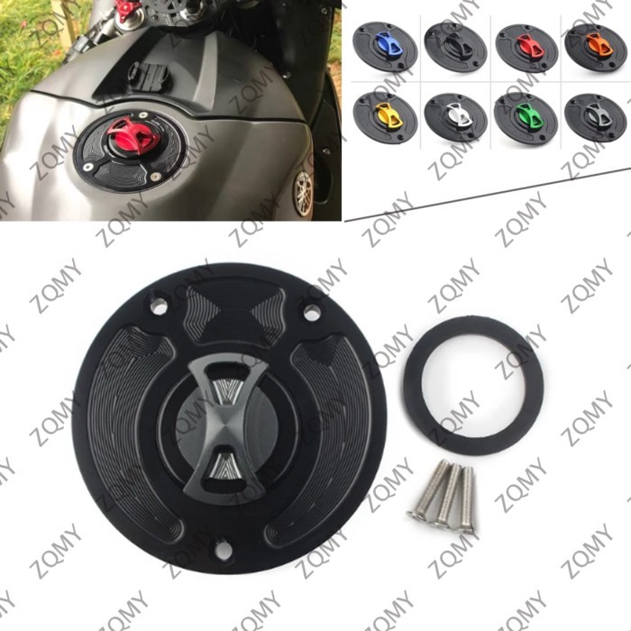 CNC Motorcycle Fuel Gas Tank Cap Cover Keyless For Kawasaki ZX10R ZX9R ER-6R 400R ZX6R Z1000 Z750 Z