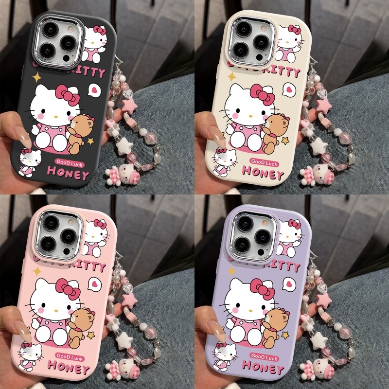 แฟชั่นน่ารักหมี Hello Kitty สร้อยข้อมือเคสโทรศัพท์สําหรับ VIVO Y11 Y12 Y15 Y17 Y15S Y15A Y16 Y17S Y1