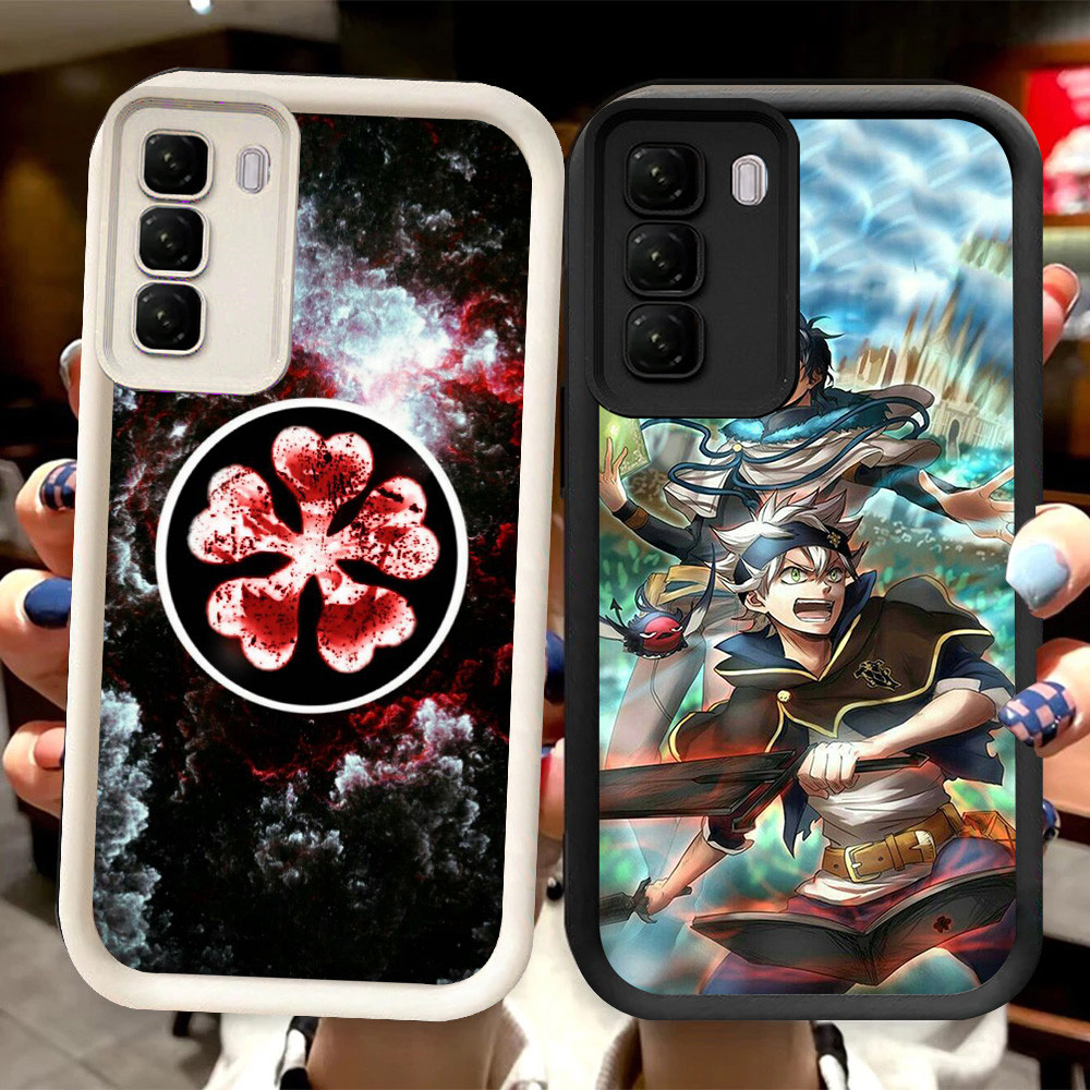 R96 Black Clover Casing สําหรับ Infinix HOT 50 50i 60 60i Pro Plus 5G สีดําและสีขาว