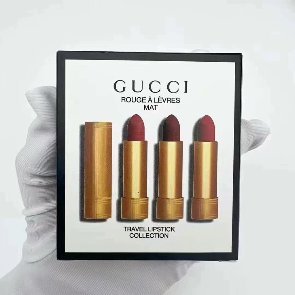 [Shopee Special Selection] 70 Gucci Gold Tube Matte Lipstick Three-Piece Set ประกอบด้วย: 3.5g * 3.หม