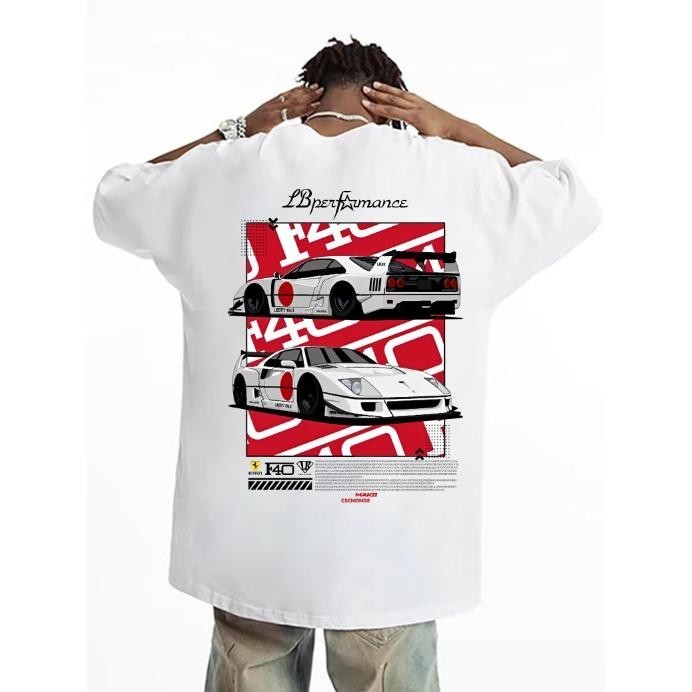 เสื้อยืดลำลองฤดูร้อน เสื้อยืดคอตตอนฤดูร้อนMobil FERRARI F40 LBWK LIBERTY WALKเสื้อยืดลำลองฤดูร้อน เ