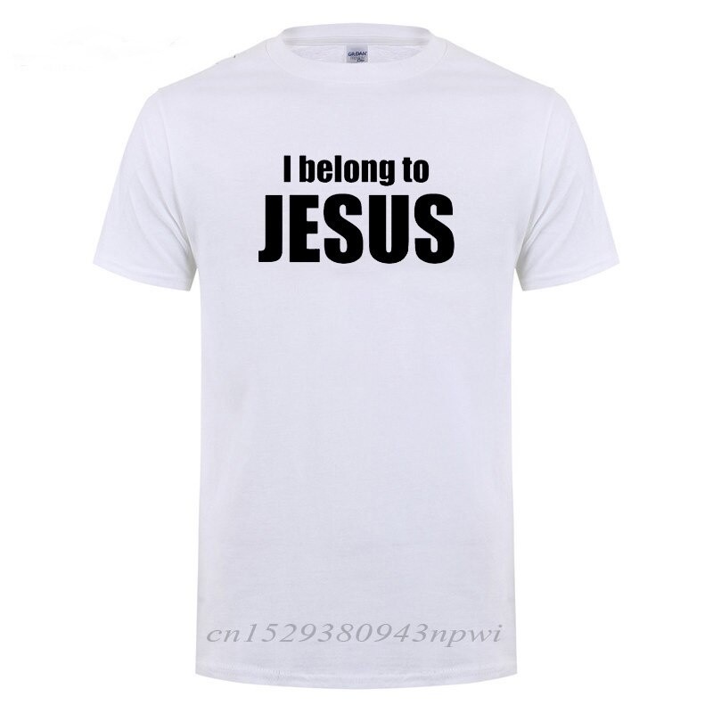 ใหม่ เสื้อยืดแขนสั้น ผ้าฝ้าย 100% พิมพ์ลาย I Belong To Jesus Christ Religion Catholic Christian Fai
