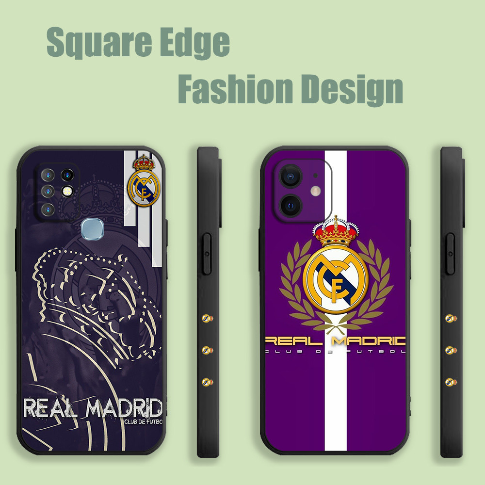 ปลอกสําหรับ OPPO A77 A77S A93 Reno 7 4F 4 Lite R17 Pro Real Madrid Fc โลโก้ KMJ85 เคสโทรศัพท์ขอบสี่เ