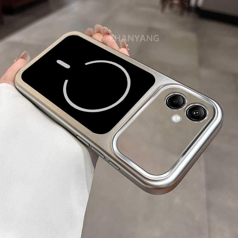 SAMSUNG สําหรับSamsung A06 4G A07 A06 5G Electroplatedโปร่งใสหน้าต่างขนาดใหญ่สีพื้นหลังเคสโทรศัพท์ความงามซิลิโคนTPU minimalist soft Case