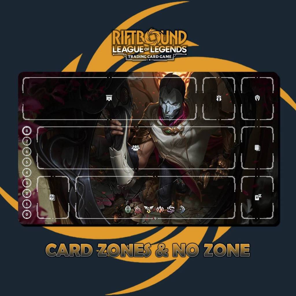 Playmat Jhin Riftbound TCG LOL เย็บขอบป้องกัน Magic Card Battle Gaming Mousepad