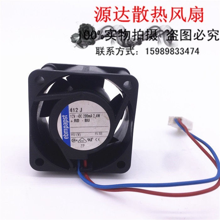 EBM-PAPST เยอรมนี TYP 412 J 12V 200mA 2.4 W 4025 พัดลมระบายความร้อน