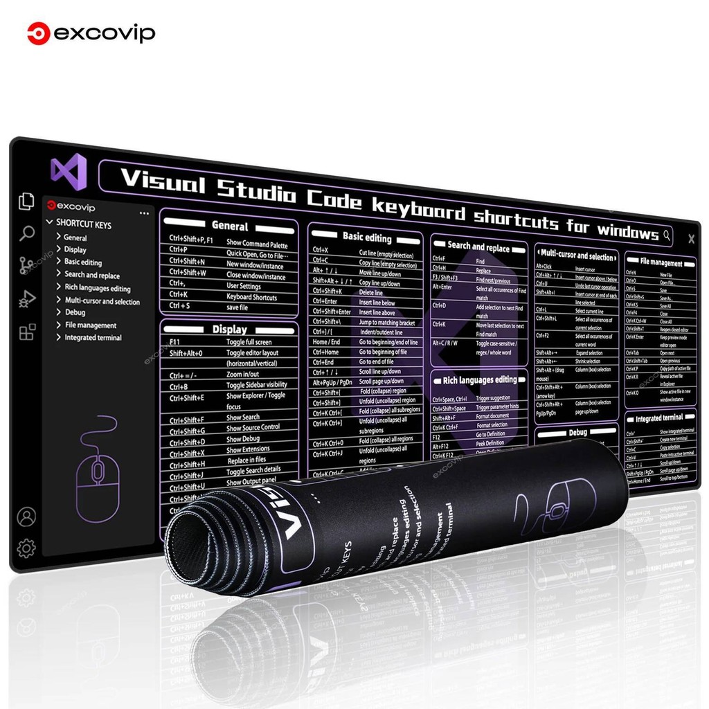 แผ่นรองเมาส์การเขียนโปรแกรมสําหรับ Visual Studio ขนาดใหญ่ C++ C# VB.NET F# วิศวกรลัดคีย์บอร์ด Mousep