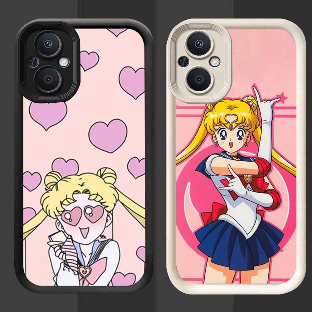 R98 Sailor Moon Casing สําหรับ OPPO Reno 8Z 7 7Z 8 Lite 5G สีดําและสีขาว