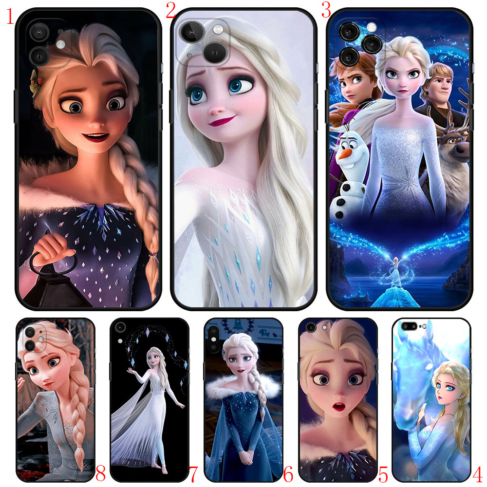 IPhone 15 16 17 Pro Max 16e 15 16 Plus B1 Elsa Princess Soft Black Phone Case
