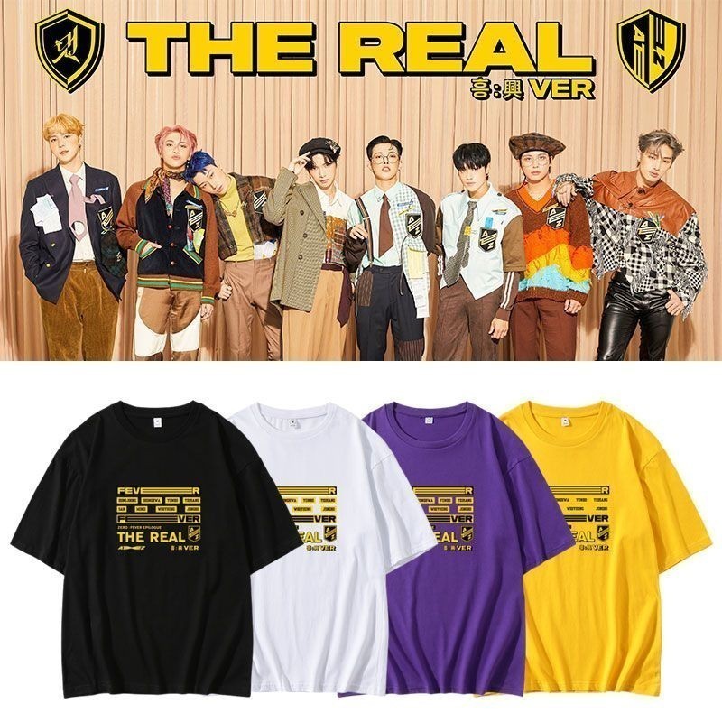 T-Shirt  ใหม่พิเศษ ATEEZ อัลบั้มสินค้าจริงพิมพ์เสื้อยืดแขนสั้นสไตล์เดียวกัน Drop ผ้าฝ้ายแท้สําหรับผ