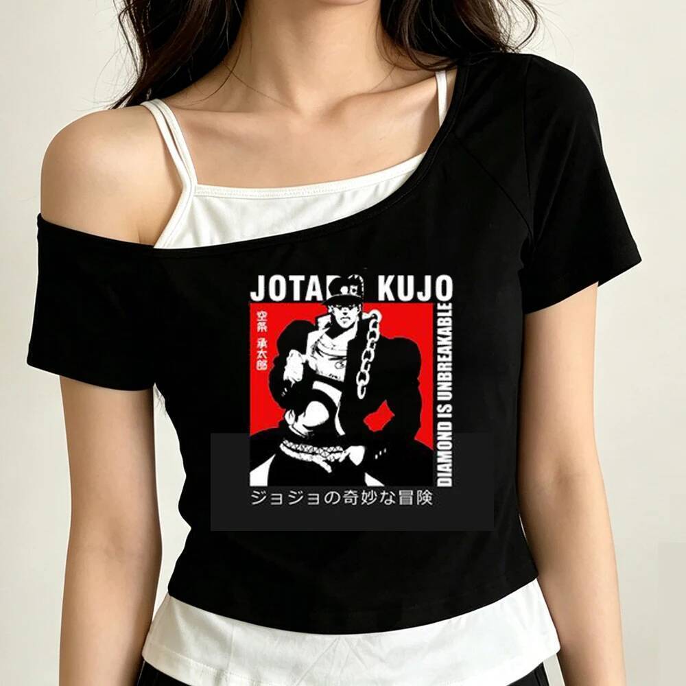 Jojo เสื้อครอปวัยรุ่น emo ฤดูร้อนอะนิเมะ meme streetwear top tees ฤดูร้อนลดล้างสต๊อกญี่ปุ่น cutecore