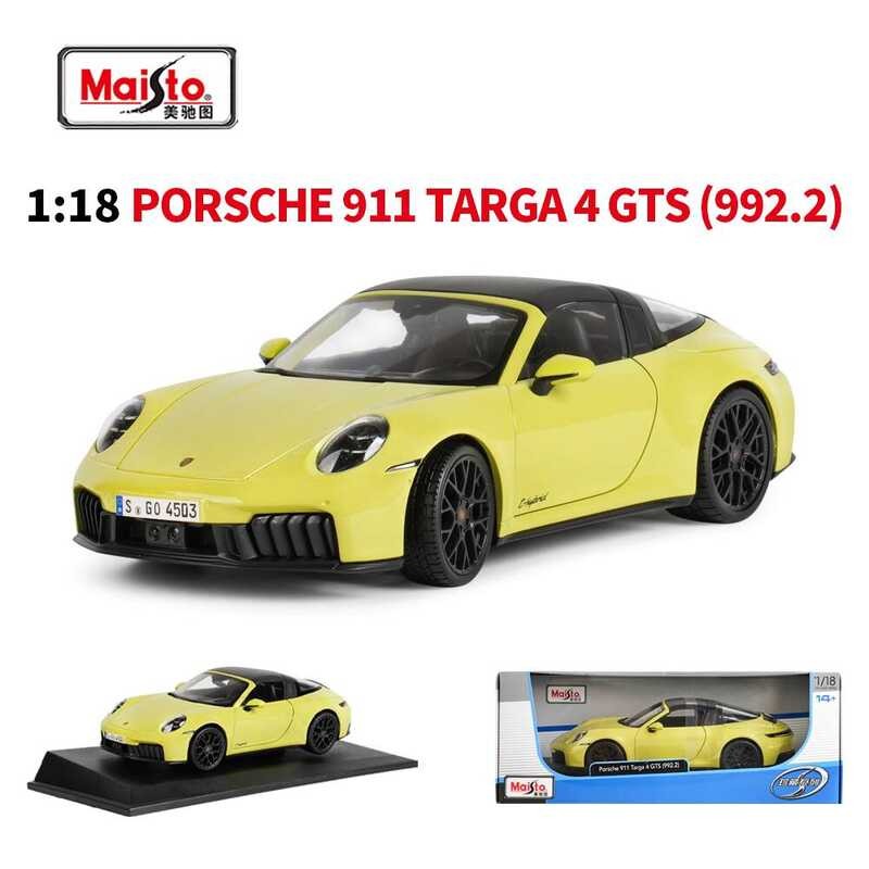 Meritor รูปที่ 1: 18 Porsche 911 Targa 4 GTS (992.2) จําลองรถสปอร์ตโมเดลรถโลหะผสม