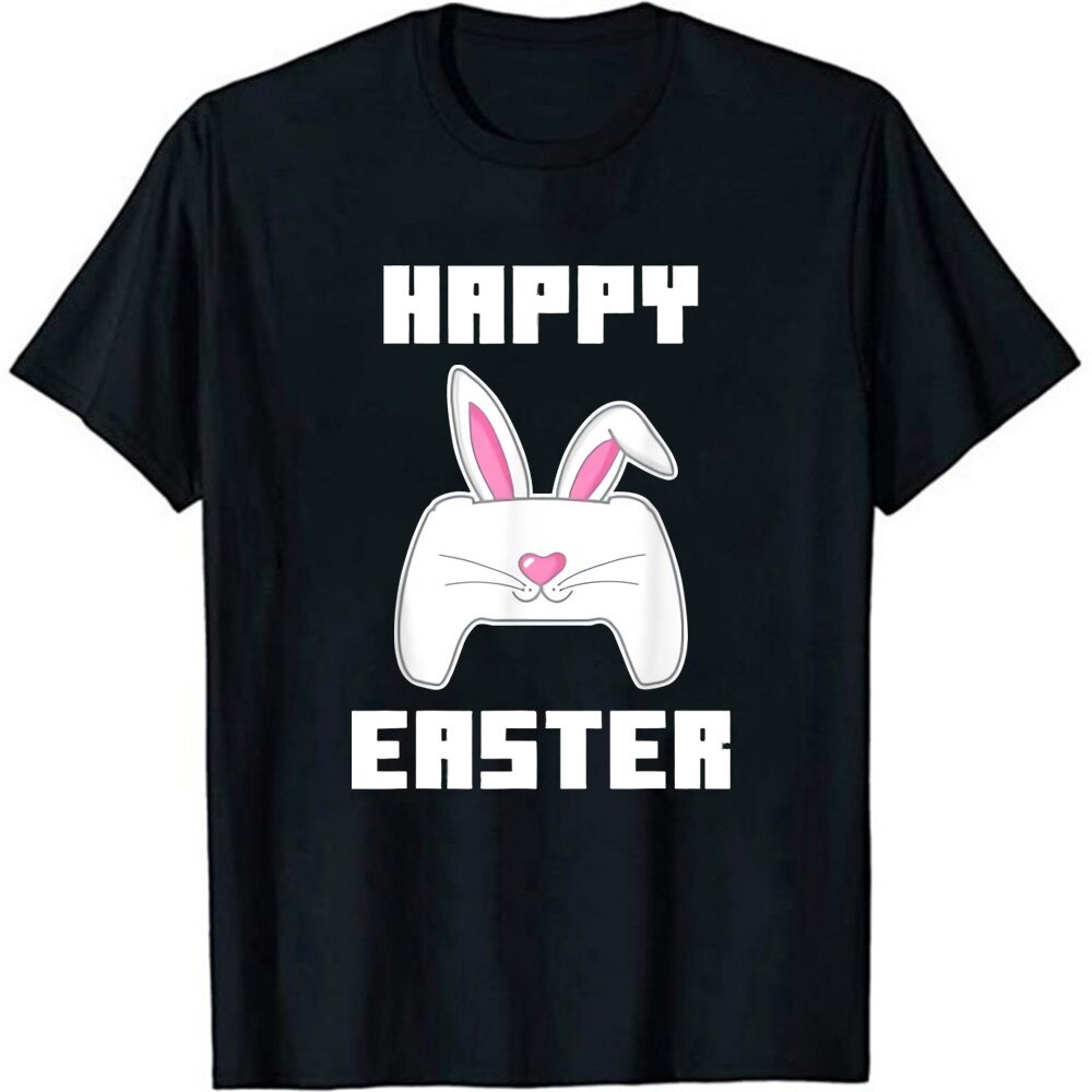 ขายปีใหม่เสื้อยืดผ้าฝ้าย 2023 Video Gamer Bunny Controller Funny Easter T-Shirt Gamer Lover Short S