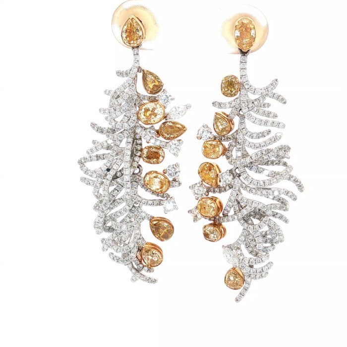 2.505 Carat Fancy Yellow Mix Shape SI-VS Clarity Diamond Earrings