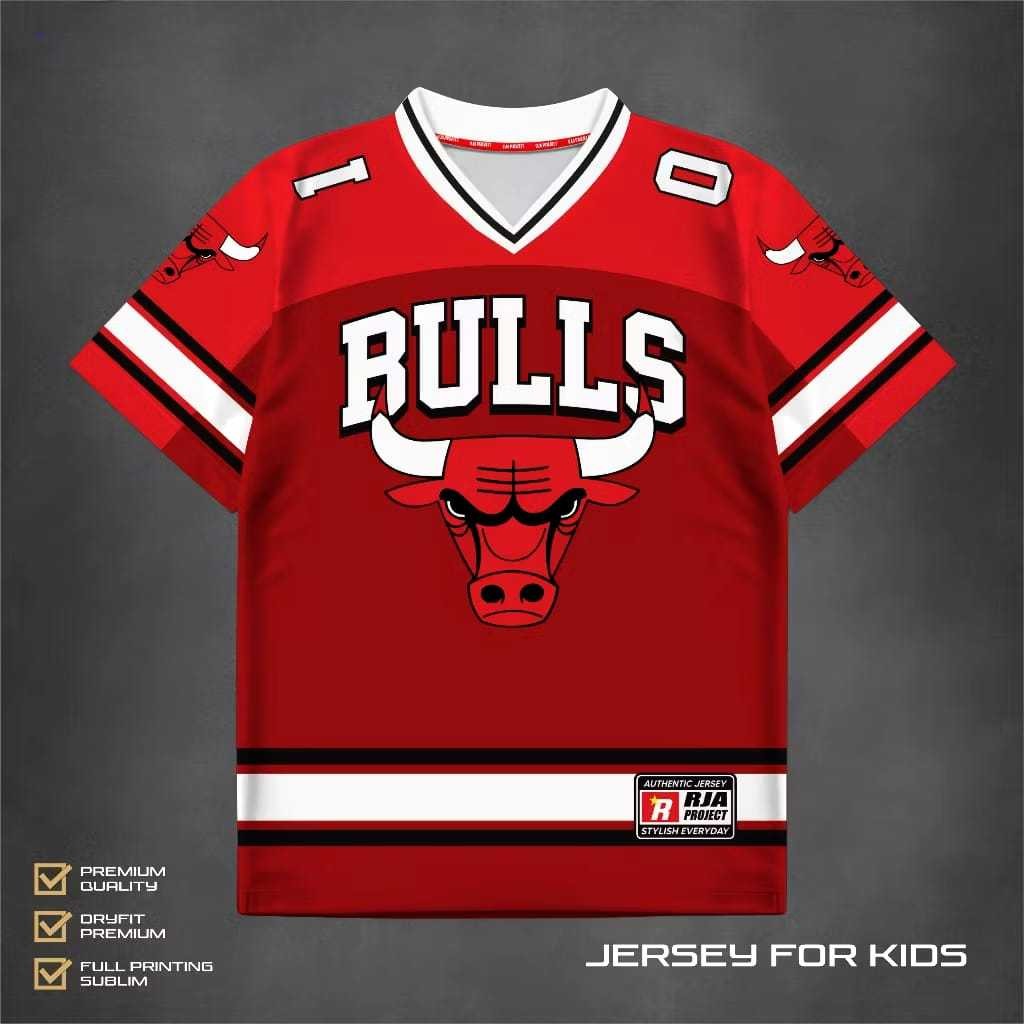 เสื้อบาสเกตบอลเด็ก 3-10 ปี | BULLS Streetwear Oversize RJA สไตล์เกาหลี