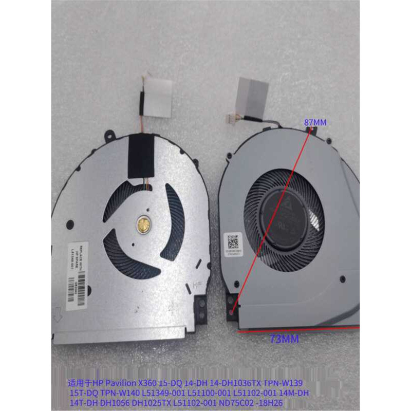 เหมาะสําหรับ HP 14-DH 14-dh1036tx 14m-dh l51102-001 TPN-W139 พัดลม FLB7
